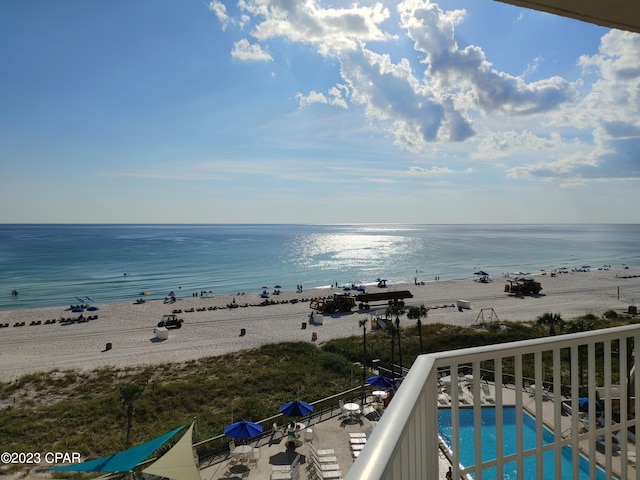 water view with a view of the beach