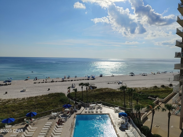 water view with a view of the beach