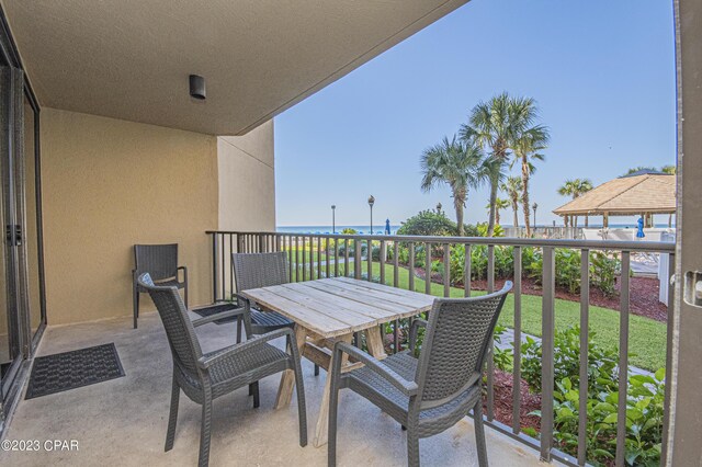 balcony with a water view