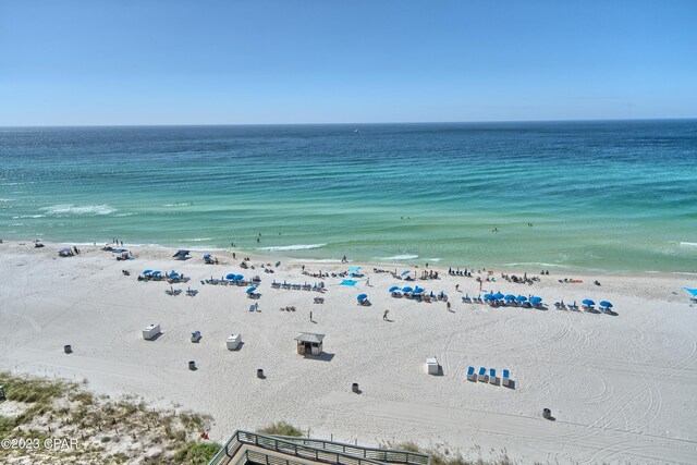 property view of water with a beach view