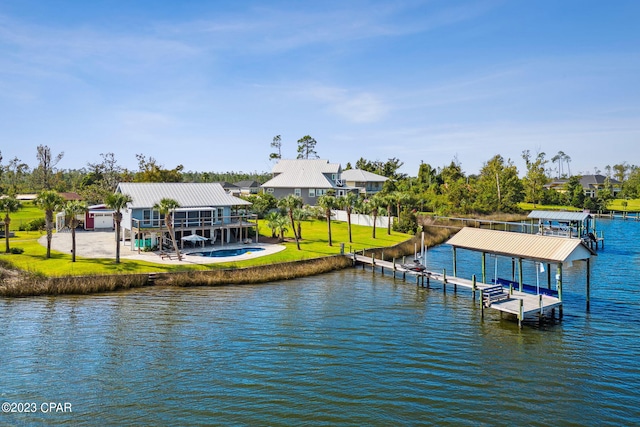 water view with a boat dock