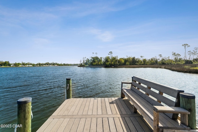 view of dock featuring a water view