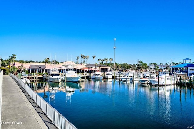 view of dock featuring a water view