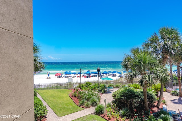 property view of water with a view of the beach