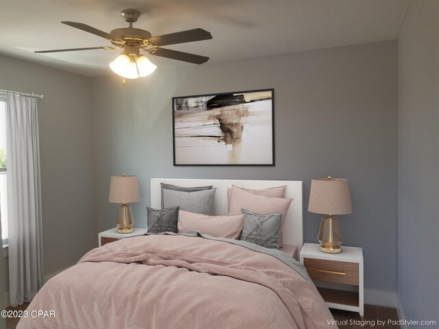 bedroom featuring ceiling fan