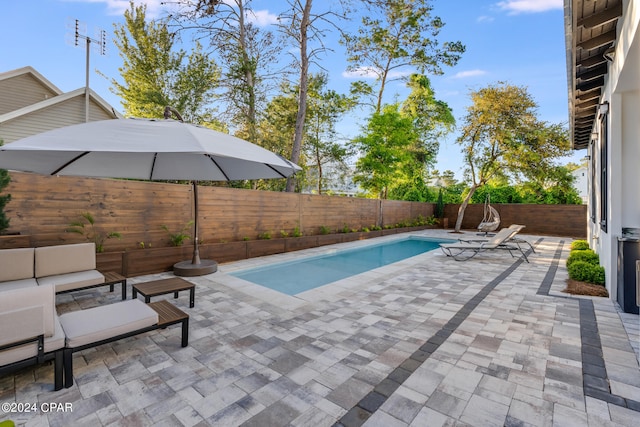 view of pool featuring a patio