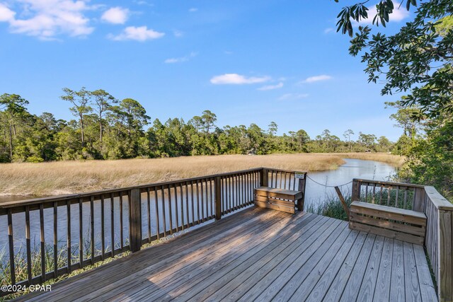 deck with a water view