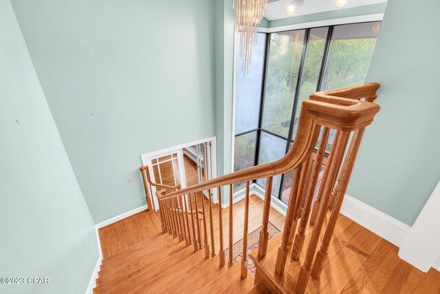 stairs featuring wood-type flooring