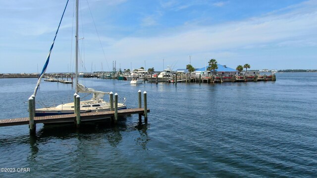 dock area featuring a water view