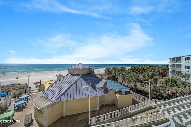 property view of water with a beach view