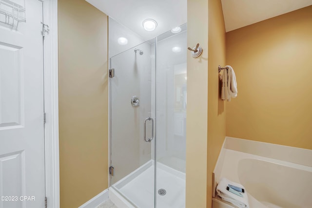 bathroom with plus walk in shower