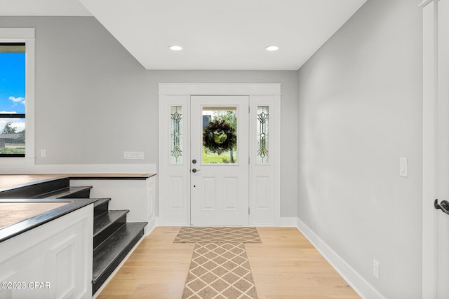 entryway with light wood-type flooring