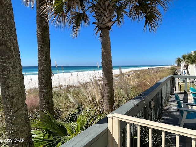 exterior space with a view of the beach