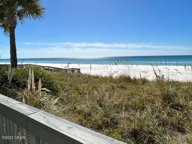 property view of water with a beach view