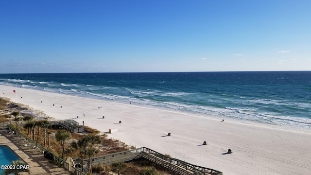 view of water feature featuring a view of the beach