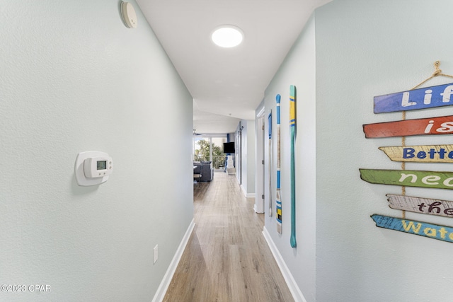 hall featuring light wood-type flooring