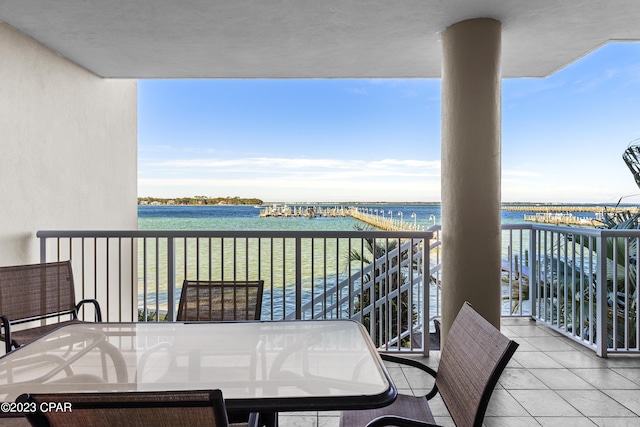 balcony with a water view