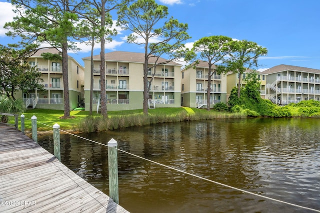 view of dock featuring a water view