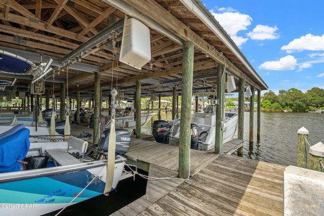 view of dock featuring a water view