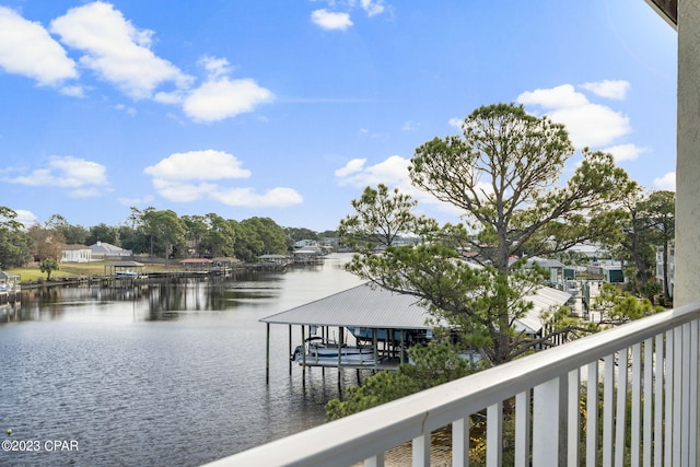 water view with a dock