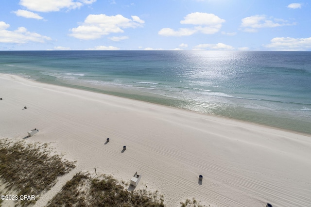 view of water feature featuring a beach view