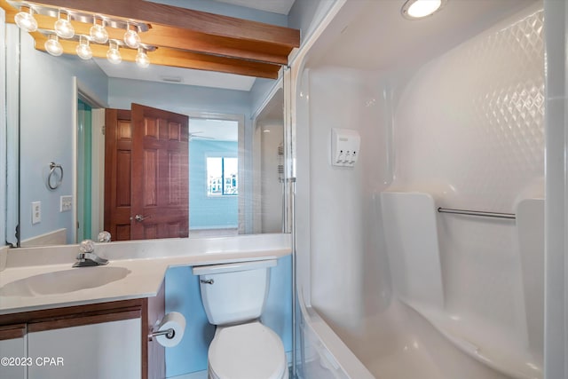 full bathroom featuring vanity, toilet, and shower / bathing tub combination