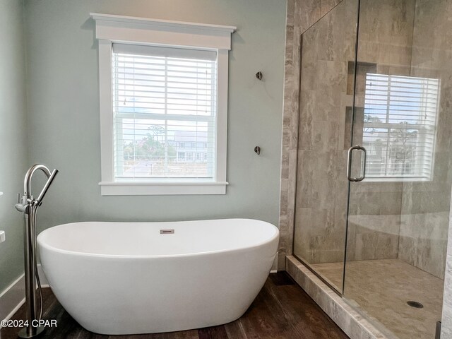 bathroom with plus walk in shower