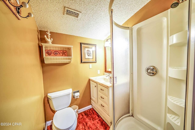 full bathroom featuring toilet, bathtub / shower combination, a textured ceiling, and vanity