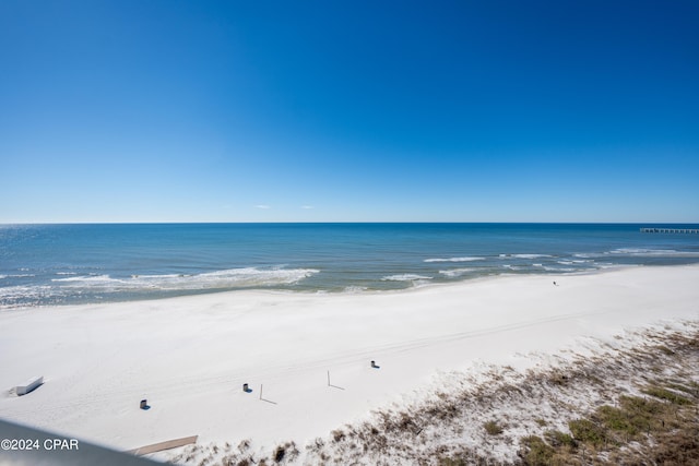 view of water feature featuring a beach view