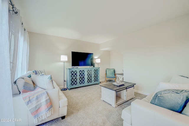 living room featuring light colored carpet