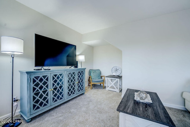 bedroom with light carpet