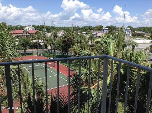 balcony with tennis court