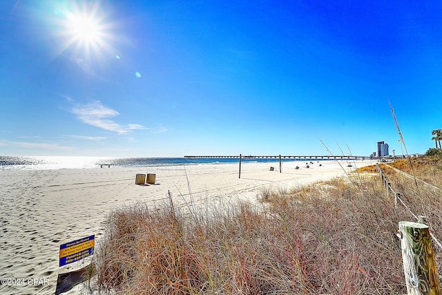 water view featuring a beach view