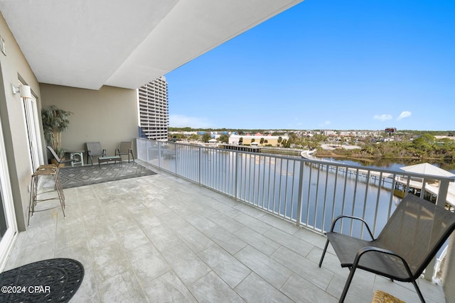 balcony with a water view