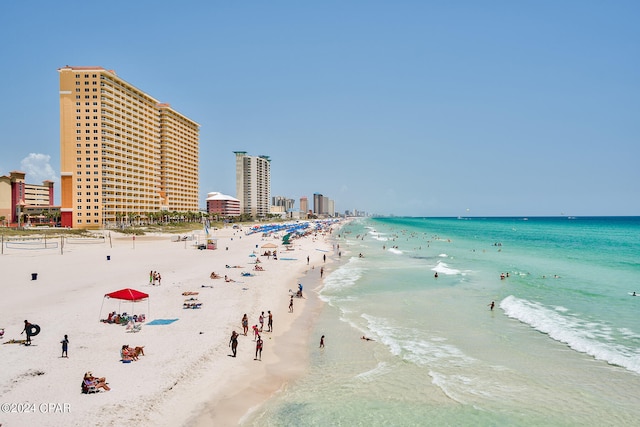 property view of water with a beach view