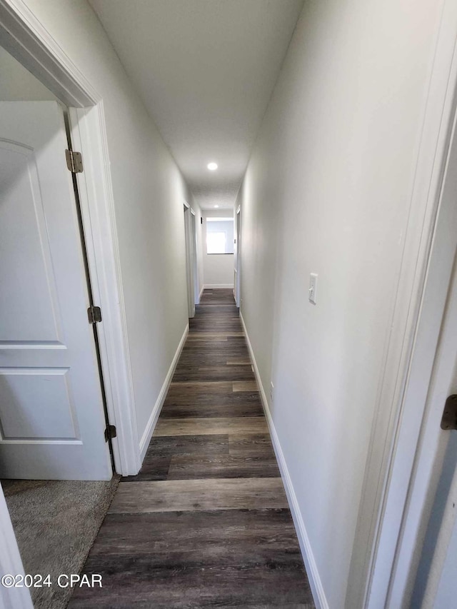 hall featuring dark hardwood / wood-style flooring