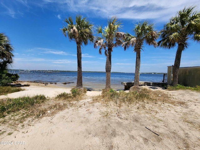 view of water feature with a view of the beach