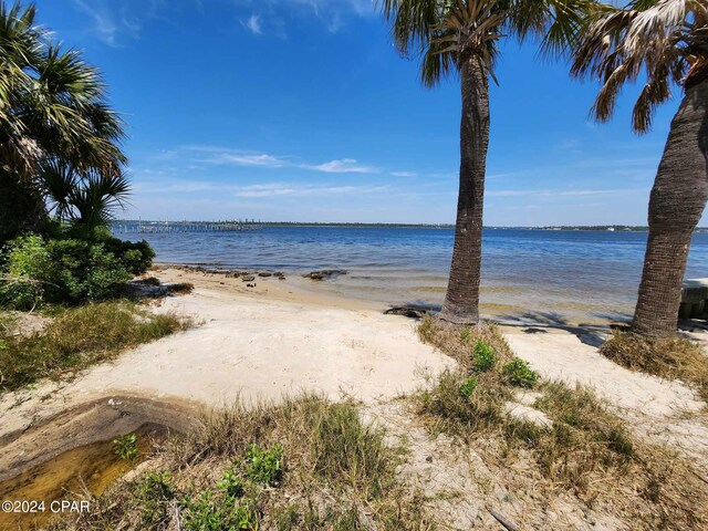 view of water feature with a view of the beach