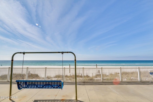 property view of water with a beach view