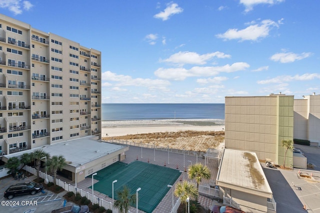 property view of water with a beach view