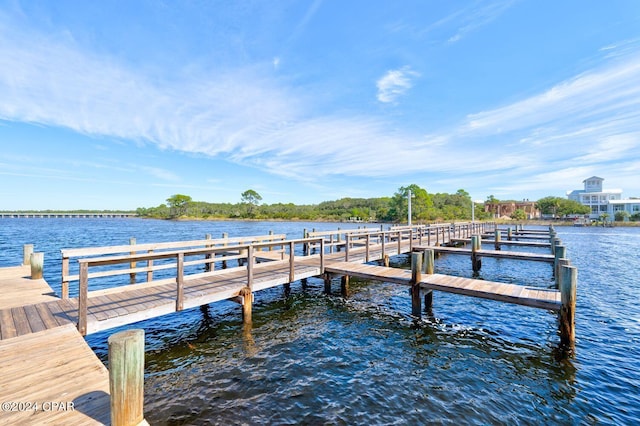 dock area featuring a water view