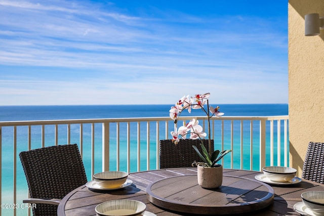 balcony with a water view