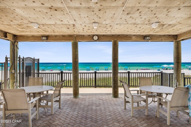 view of patio / terrace featuring a water view