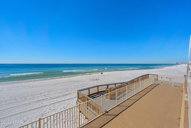 property view of water with a beach view