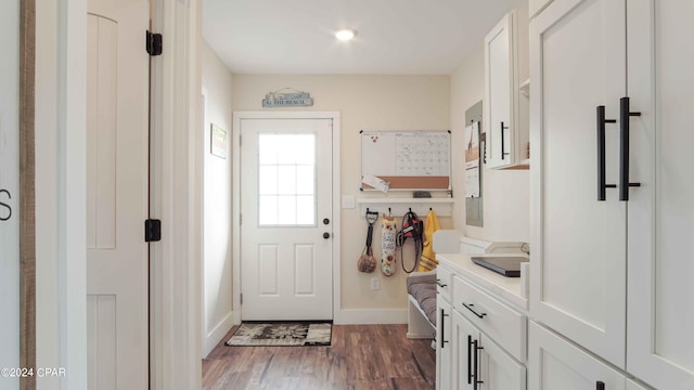 interior space featuring dark wood-type flooring