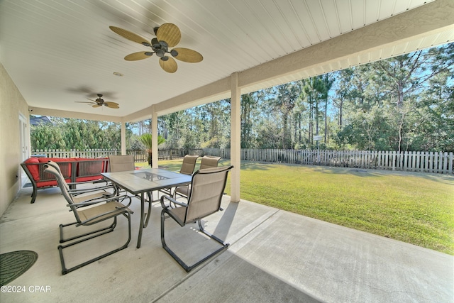 view of patio / terrace featuring ceiling fan