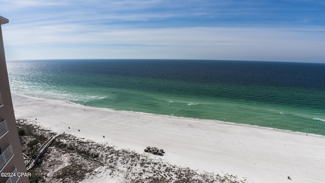 property view of water featuring a view of the beach