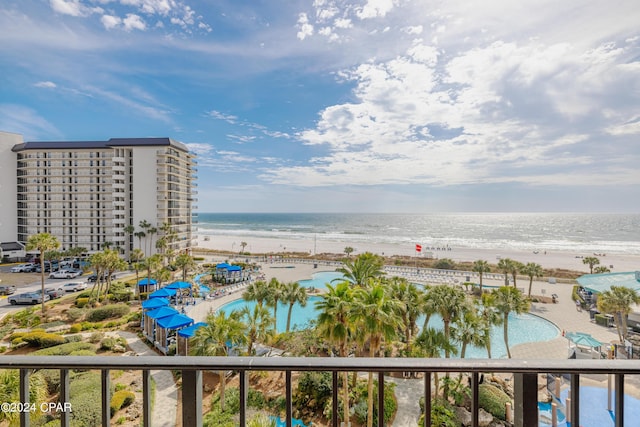 property view of water with a beach view