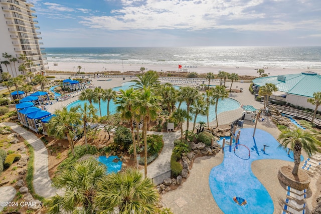 property view of water featuring a view of the beach