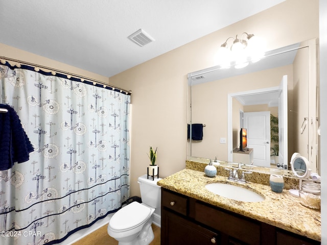 bathroom featuring large vanity and toilet